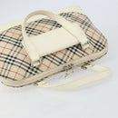 BURBERRY Nova Check Hand Bag Canvas Beige Silver Auth BA8236-6