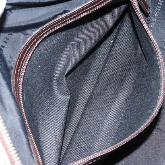 BURBERRY Nova Check Tote Bag Nylon Beige Silver Auth BA8238