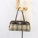 BURBERRY Nova Check Tote Bag Nylon Beige Silver Auth BA8238-23