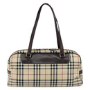 BURBERRY Nova Check Tote Bag Nylon Beige Silver Auth BA8238-2