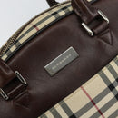 BURBERRY Nova Check Tote Bag Nylon Beige Silver Auth BA8239-17