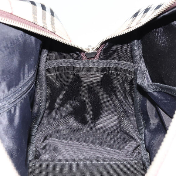 BURBERRY Nova Check Tote Bag Nylon Beige Silver Auth BA8239