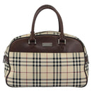 BURBERRY Nova Check Tote Bag Nylon Beige Silver Auth BA8239-13