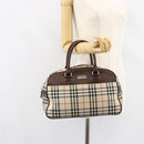 BURBERRY Nova Check Tote Bag Nylon Beige Silver Auth BA8239-22