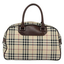 BURBERRY Nova Check Tote Bag Nylon Beige Silver Auth BA8239-2