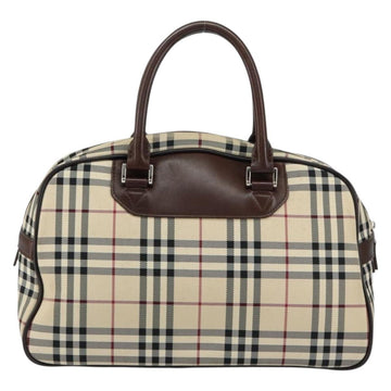 BURBERRY Nova Check Tote Bag Nylon Beige Silver Auth BA8239 - 0