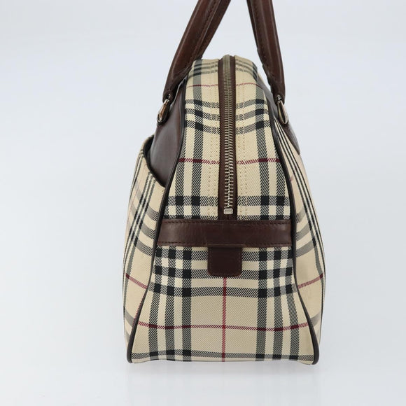 BURBERRY Nova Check Tote Bag Nylon Beige Silver Auth BA8239
