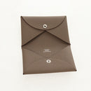 HERMES Calvi Coin Purse Leather Beige Silver Auth BA8241M-8