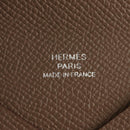 HERMES Calvi Coin Purse Leather Beige Silver Auth BA8241M-17