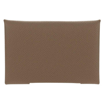 HERMES Calvi Coin Purse Leather Beige Silver Auth BA8241M - 0