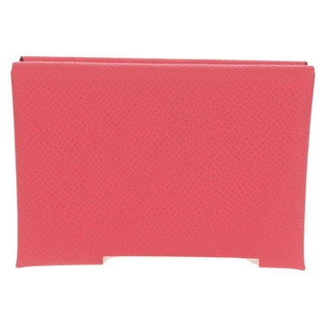 HERMES Calvi Duo Coin Purse Leather Pink Silver Auth BA8242M - 0