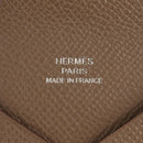 HERMES Calvi Coin Purse Leather Beige Silver Auth BA8243M-17