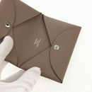 HERMES Calvi Coin Purse Leather Beige Silver Auth BA8243M-15