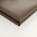 HERMES Calvi Coin Purse Leather Beige Silver Auth BA8243M-8