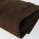 Salvatore Ferragamo Vala Chain Shoulder Bag Suede Brown Gold Auth BA8244-12