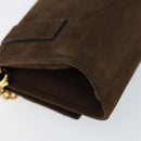 Salvatore Ferragamo Vala Chain Shoulder Bag Suede Brown Gold Auth BA8244-13