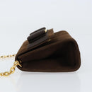 Salvatore Ferragamo Vala Chain Shoulder Bag Suede Brown Gold Auth BA8244-5