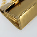 Salvatore Ferragamo Gancini Micro Chain Shoulder Bag Leather Gold Auth BA8245-14