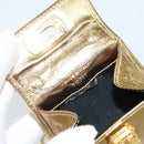 Salvatore Ferragamo Gancini Micro Chain Shoulder Bag Leather Gold Auth BA8245-12