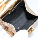 Salvatore Ferragamo Gancini Micro Chain Shoulder Bag Leather Gold Auth BA8245-11