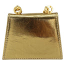 Salvatore Ferragamo Gancini Micro Chain Shoulder Bag Leather Gold Auth BA8245-2