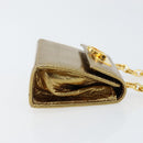 Salvatore Ferragamo Gancini Micro Chain Shoulder Bag Leather Gold Auth BA8245-3