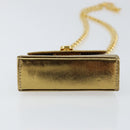 Salvatore Ferragamo Gancini Micro Chain Shoulder Bag Leather Gold Auth BA8245-5