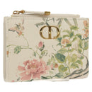 Christian Dior Caro Dahlia Bifold Wallet Leather White Gold Auth BA8247M-1