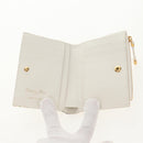 Christian Dior Caro Dahlia Bifold Wallet Leather White Gold Auth BA8247M-9