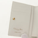 Christian Dior Caro Dahlia Bifold Wallet Leather White Gold Auth BA8247M-19