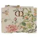 Christian Dior Caro Dahlia Bifold Wallet Leather White Gold Auth BA8247M-13
