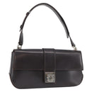 Salvatore Ferragamo Gancini Schoudertas Leer Donkerbruin Auth BA825-1