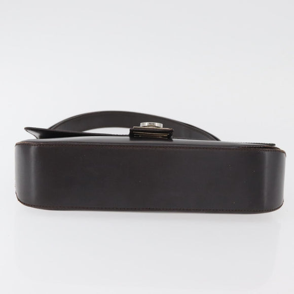 Salvatore Ferragamo Gancini Schoudertas Leer Donkerbruin Auth BA825