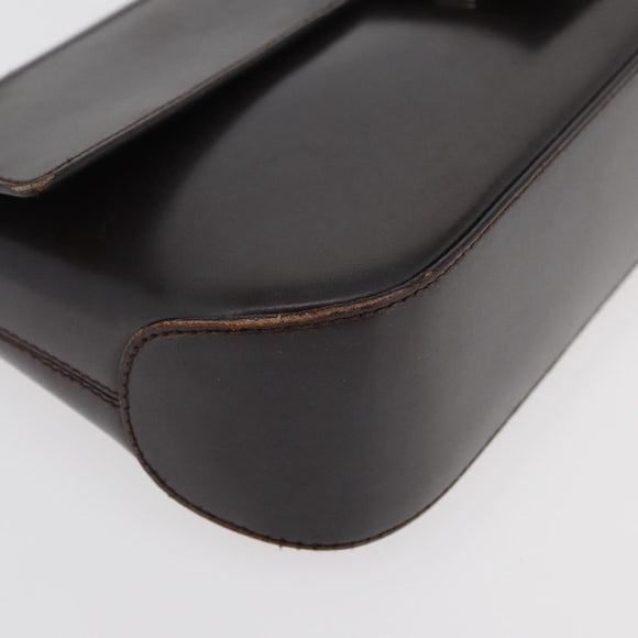 Salvatore Ferragamo Gancini Schoudertas Leer Donkerbruin Auth BA825