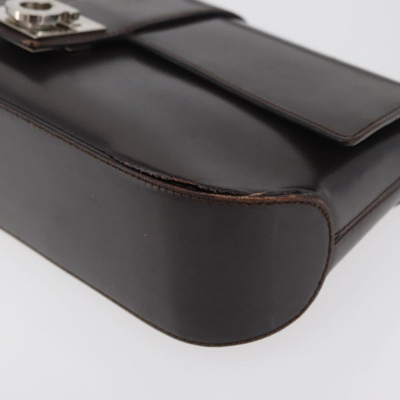 Salvatore Ferragamo Gancini Schoudertas Leer Donkerbruin Auth BA825