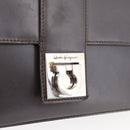 Salvatore Ferragamo Gancini Schoudertas Leer Donkerbruin Auth BA825-20