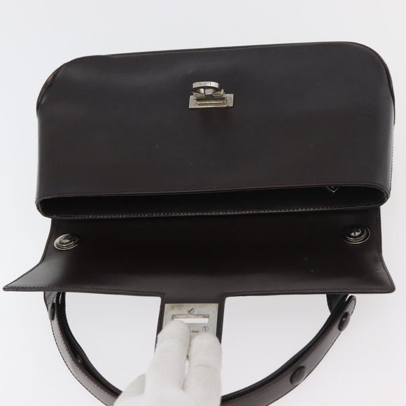 Salvatore Ferragamo Gancini Schoudertas Leer Donkerbruin Auth BA825