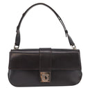 Salvatore Ferragamo Gancini Schoudertas Leer Donkerbruin Auth BA825-13