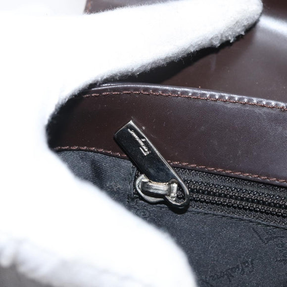 Salvatore Ferragamo Gancini Schoudertas Leer Donkerbruin Auth BA825
