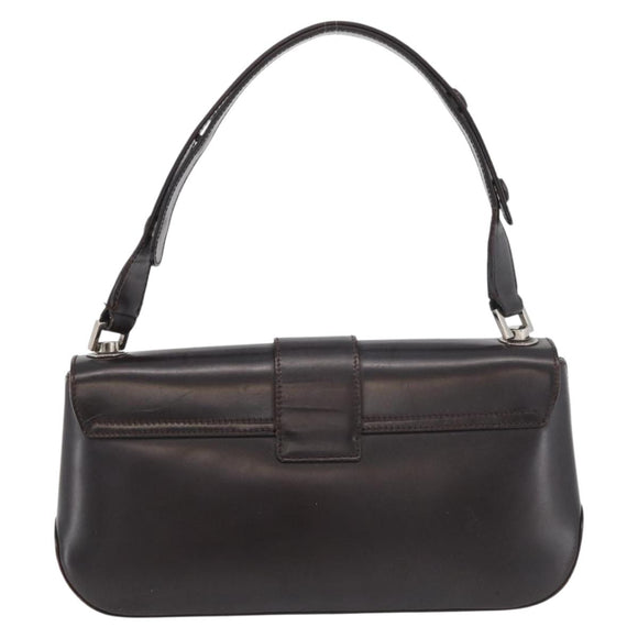 Salvatore Ferragamo Gancini Schoudertas Leer Donkerbruin Auth BA825