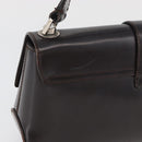 Salvatore Ferragamo Gancini Schoudertas Leer Donkerbruin Auth BA825-3