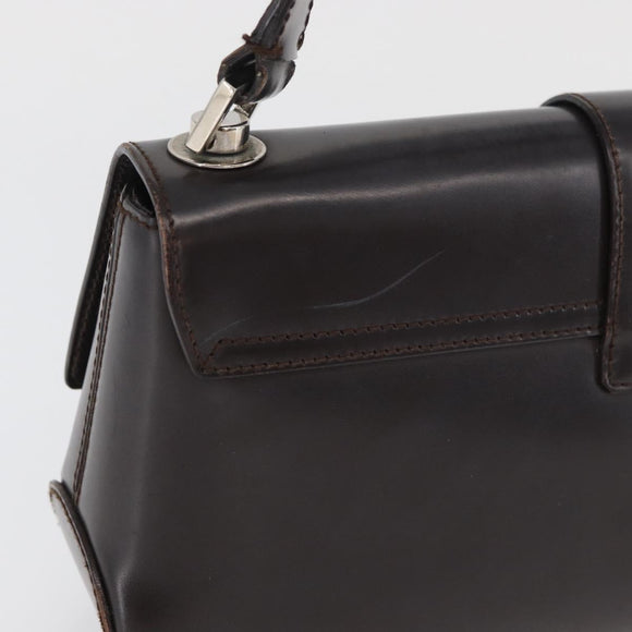 Salvatore Ferragamo Gancini Schoudertas Leer Donkerbruin Auth BA825