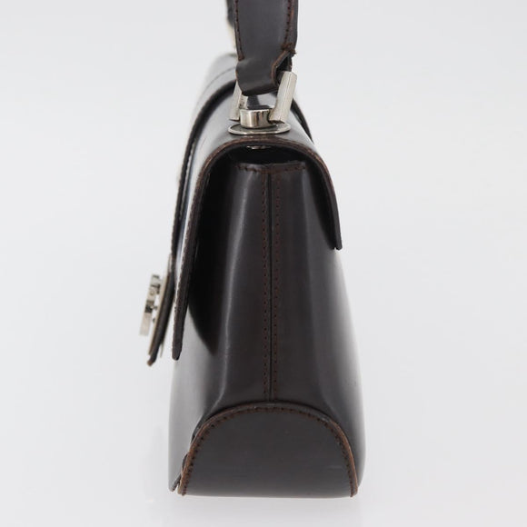 Salvatore Ferragamo Gancini Schoudertas Leer Donkerbruin Auth BA825