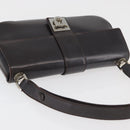 Salvatore Ferragamo Gancini Schoudertas Leer Donkerbruin Auth BA825-7