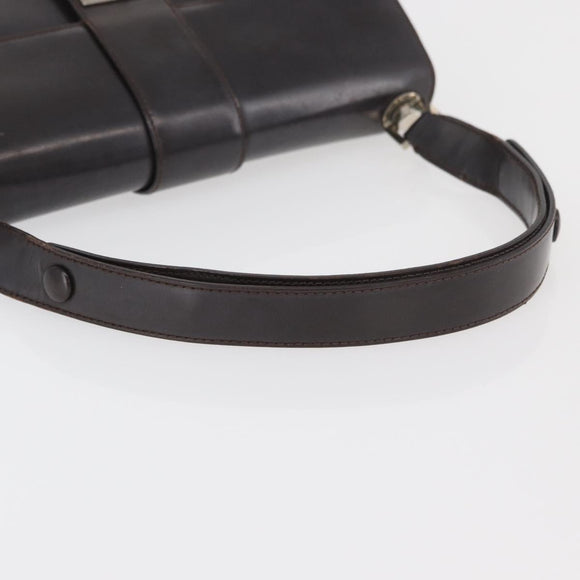 Salvatore Ferragamo Gancini Schoudertas Leer Donkerbruin Auth BA825