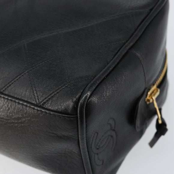 CHANEL Bicolore Clutch Bag Lamb Skin Black Gold CC Auth BA8250