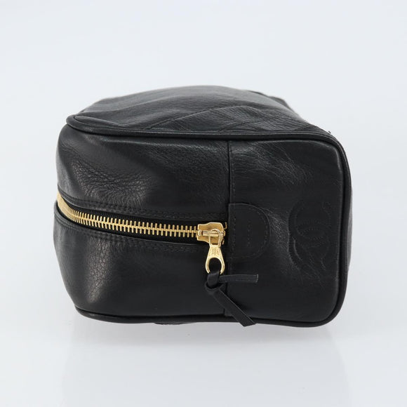 CHANEL Bicolore Clutch Bag Lamb Skin Black Gold CC Auth BA8250
