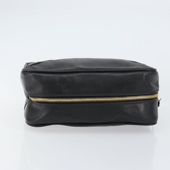 CHANEL Bicolore Clutch Bag Lamb Skin Black Gold CC Auth BA8250