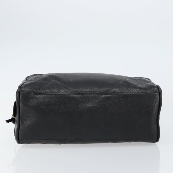 CHANEL Bicolore Clutch Bag Lamb Skin Black Gold CC Auth BA8250