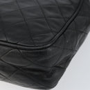 CHANEL Matelasse Chain Shoulder Bag Lamb Skin Black Gold CC Auth BA8252-12
